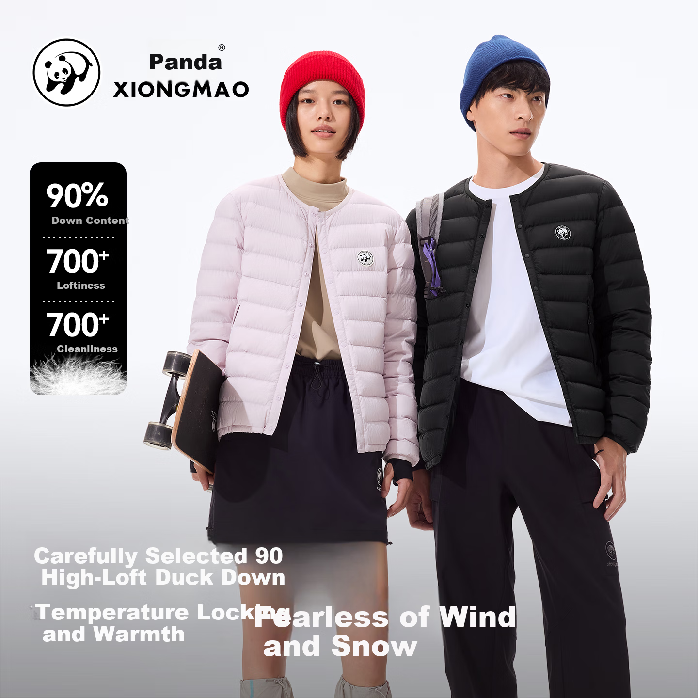 Panda Camel Series Lightweight Down Jacket Unisex 90% Duck Down Winter New Inner Layer Thin Coat 7251, XXL