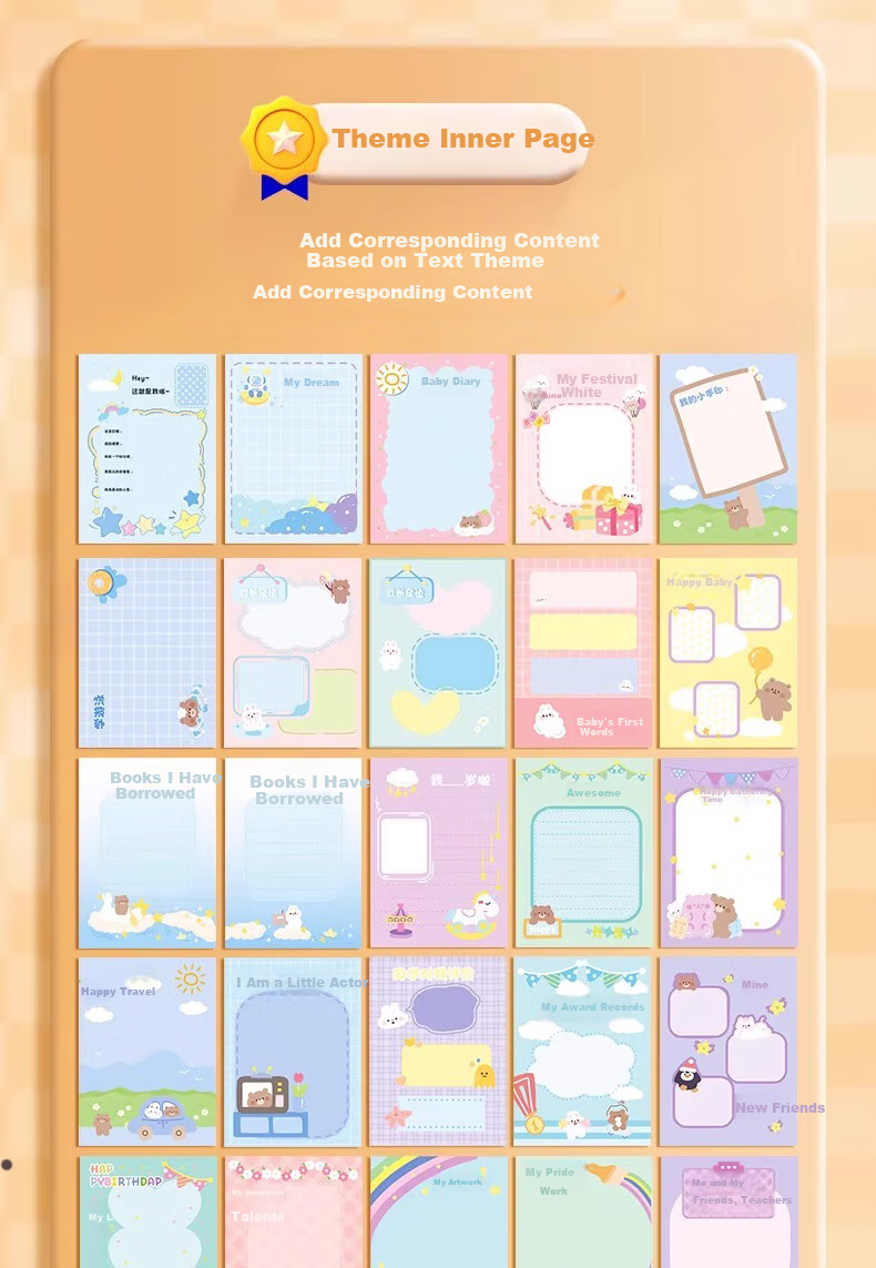 Shuxing A4 Growth File Record Book Loose-leaf DIY Manual Kindergarten Baby Transparent Photo Album Commemorative Certificate Collection Book Boys Girls Art Work Photo Storage Book 6