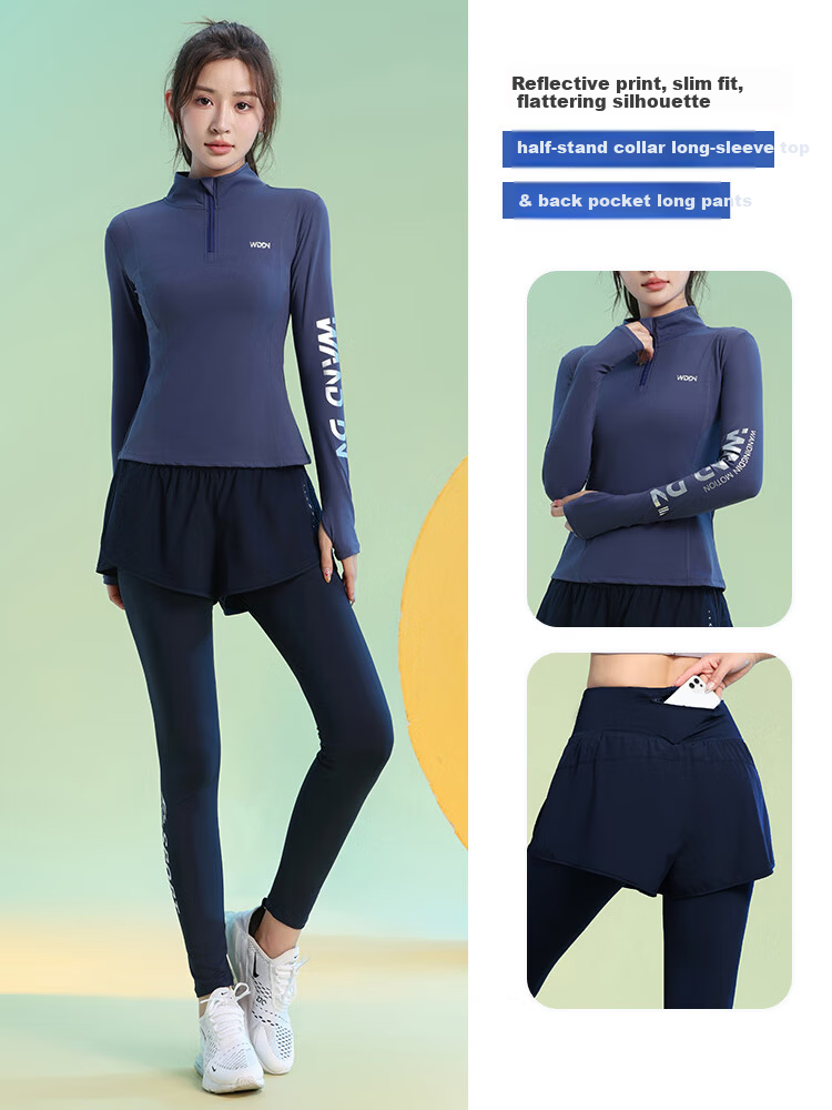 Baisirong Professional Outdoor Morning Running Casual Breathable Quick-Dry Fitness Training Women's Marathon Running Sports Set 10