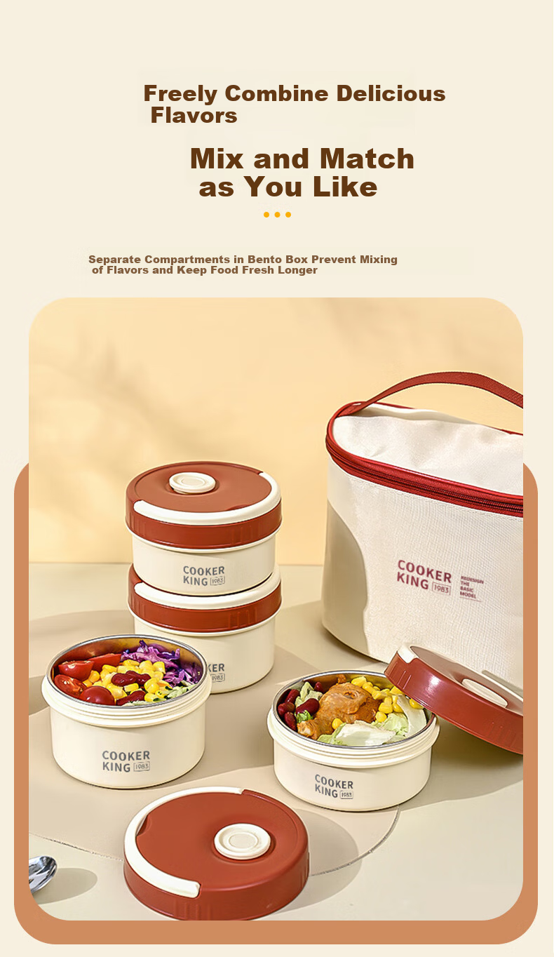 Chuida Huang 316L Stainless Steel Inner Liner Insulated Lunch Box Large Capacity Microwaveable Sealed Portable Bento Box for Office Workers 6