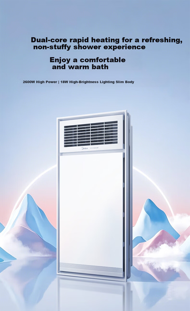Midea Iron Man Series Warm Air Bathroom Heater with Lighting, Exhaust, Heating, and Ventilation G3P 3