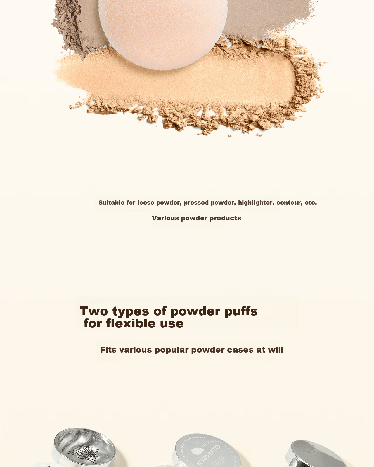 Everbab Aibella Coconut Bagel Velvet Bare Skin Loose Powder Puff 2pcs Setting Makeup Sponge 12