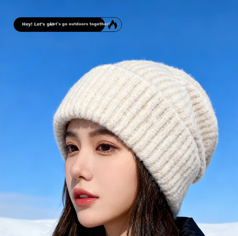 Woodpecker Women's Wool Knit Beanie Autumn Winter Warm Earflap Loose Thickened Wool Blend Hat 1