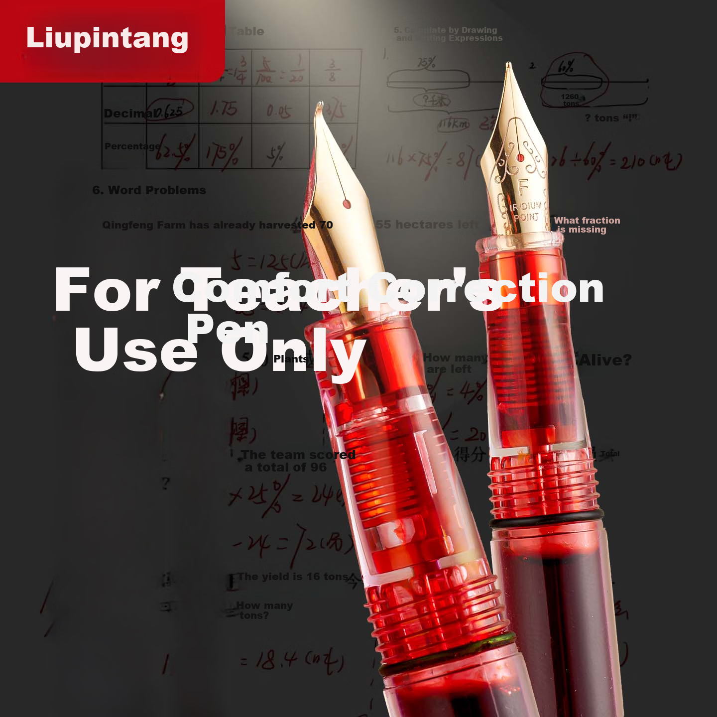 Liupintang Teacher Correction Fountain Pen Red Ink Large Capacity Bent Nib Calligraphy Pen for Grading Homework Adult Bent Tip Red Ink Correction Pen Hard Pen Calligraphy Practice