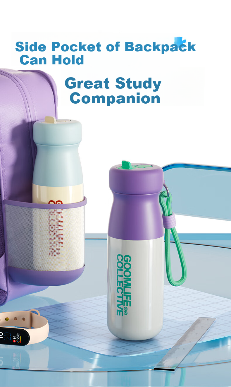 GOOM Double Drinking Sports Insulated Bottle Fitness Straw Cup Portable Car Cup Student Water Bottle 580ml Milk Candy Coffee 11