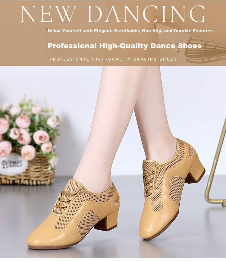 Teslita Women's Ballroom Dance Shoes Latin Dance Shoes Soft Sole Breathable Autumn New Outdoor Dance Shoes Black 2