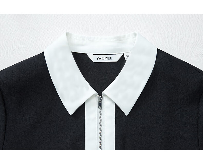 Yanyu Color-Block Lapel Dress 2026 Summer Luxury Socialite Style Evening Gown Black 2XL 15