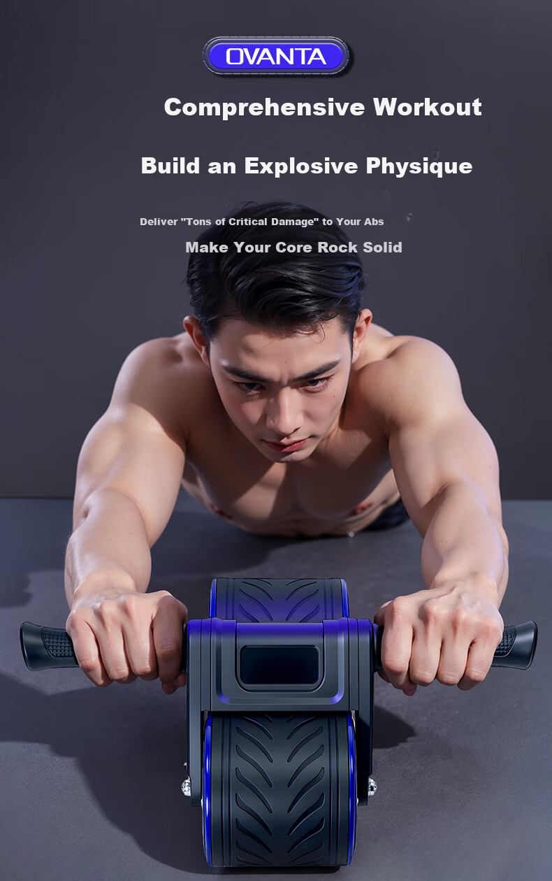 Oufanda Automatic Rebound Ab Roller Large Wheel Non-Slip Abdominal Exercise Wheel for Men and Women Home Use 3