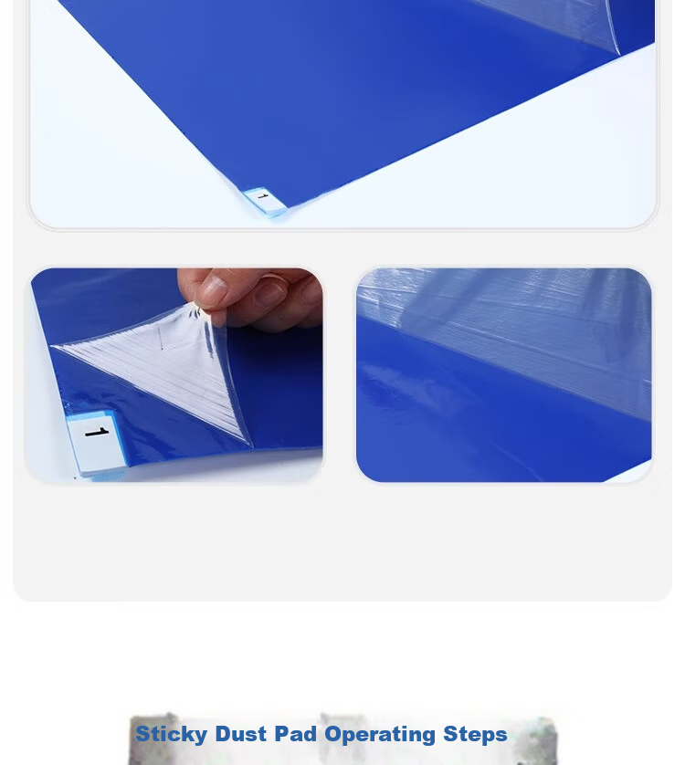 Haosikepu Blue Adhesive Dust Mat 60x90cm 300 Sheets Peelable Shoe Sole Dust Removal Mat for Cleanroom Laboratory Workshop Dust Purification Floor Mat 7