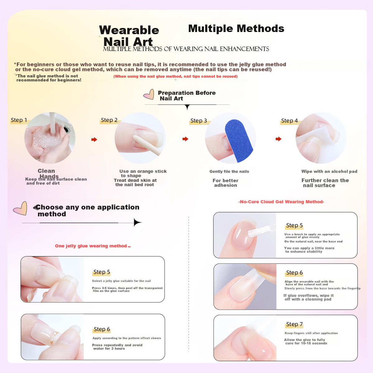 Miss Candy Handmade Short Wearable Nail Art Stickers Reusable Instant Application Love Language SG236-M