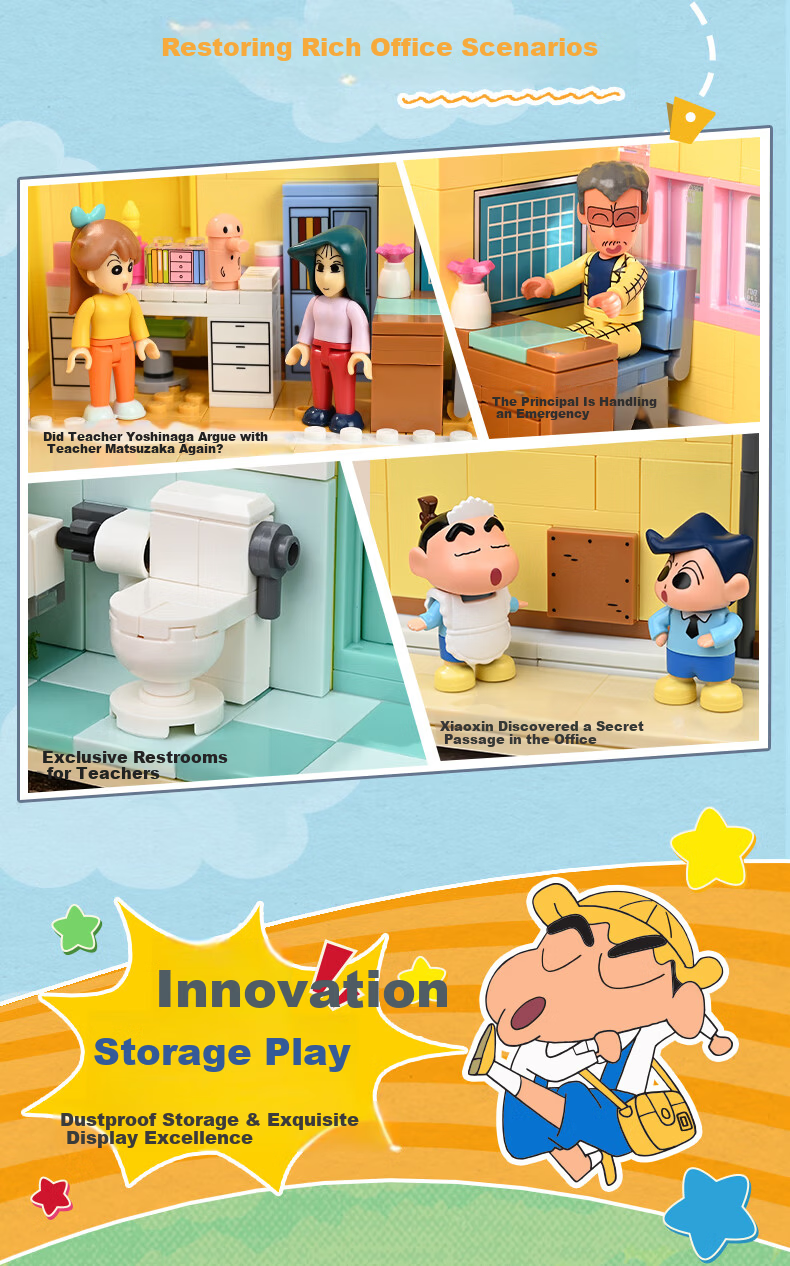 Keeppley Crayon Shin-chan Building Block Toy Model Girls Birthday Holiday Gift Shin-chan Futaba Kindergarten 6