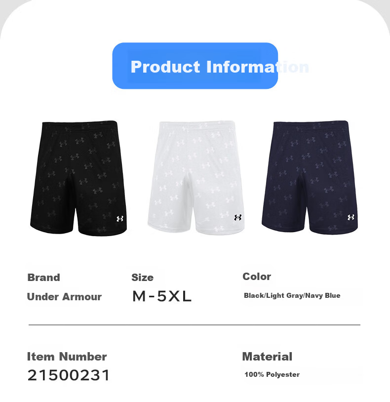 UNDER ARMOUR Quick-Dry Sports Shorts Basketball Breathable Training Competition Fashion Trendy Five-Point Pants 11