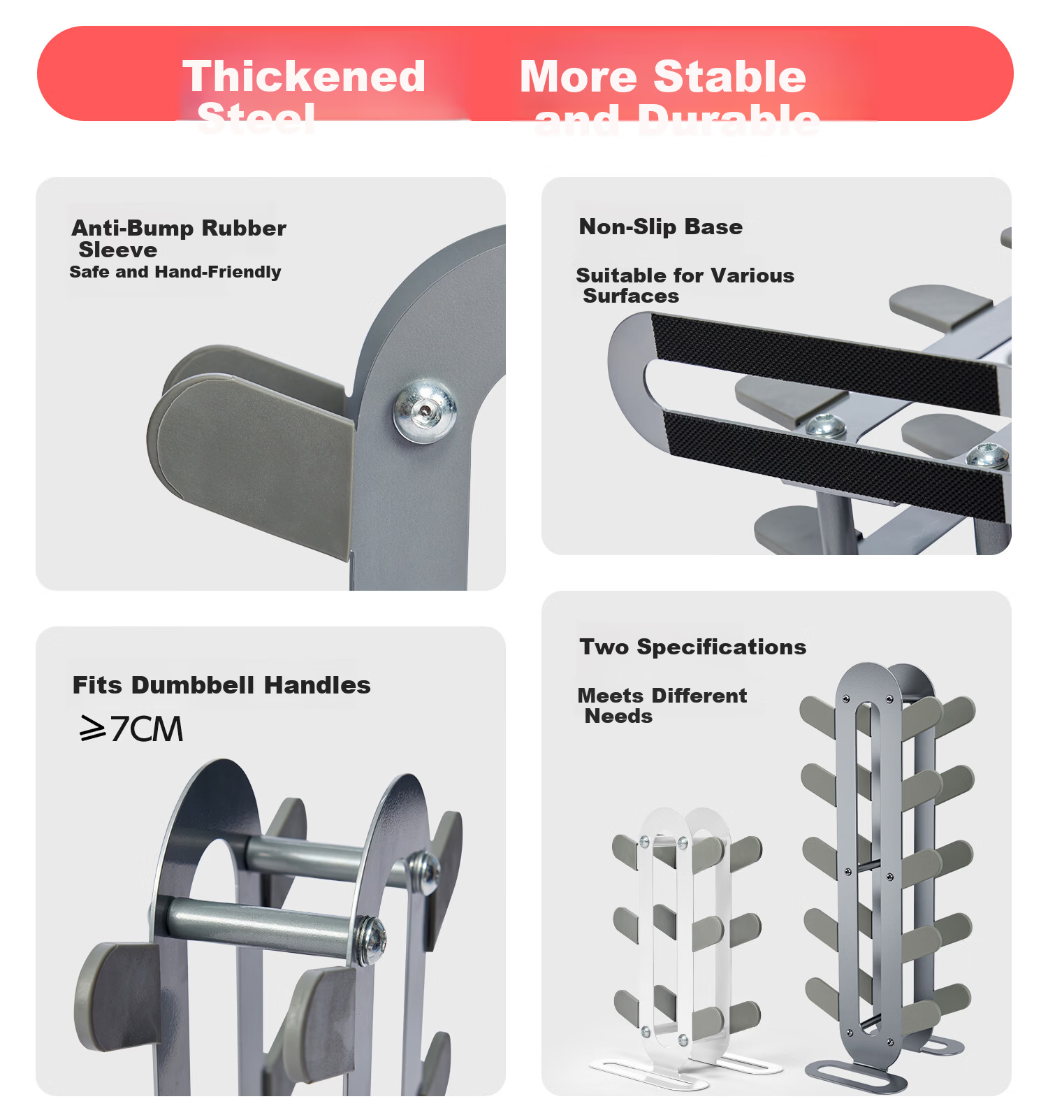 Yottoy Dumbbell Rack Small Stand Home Dumbbell Gym Rubber-Coated Steel Universal Multifunctional Storage Rack White 5-Tier 2