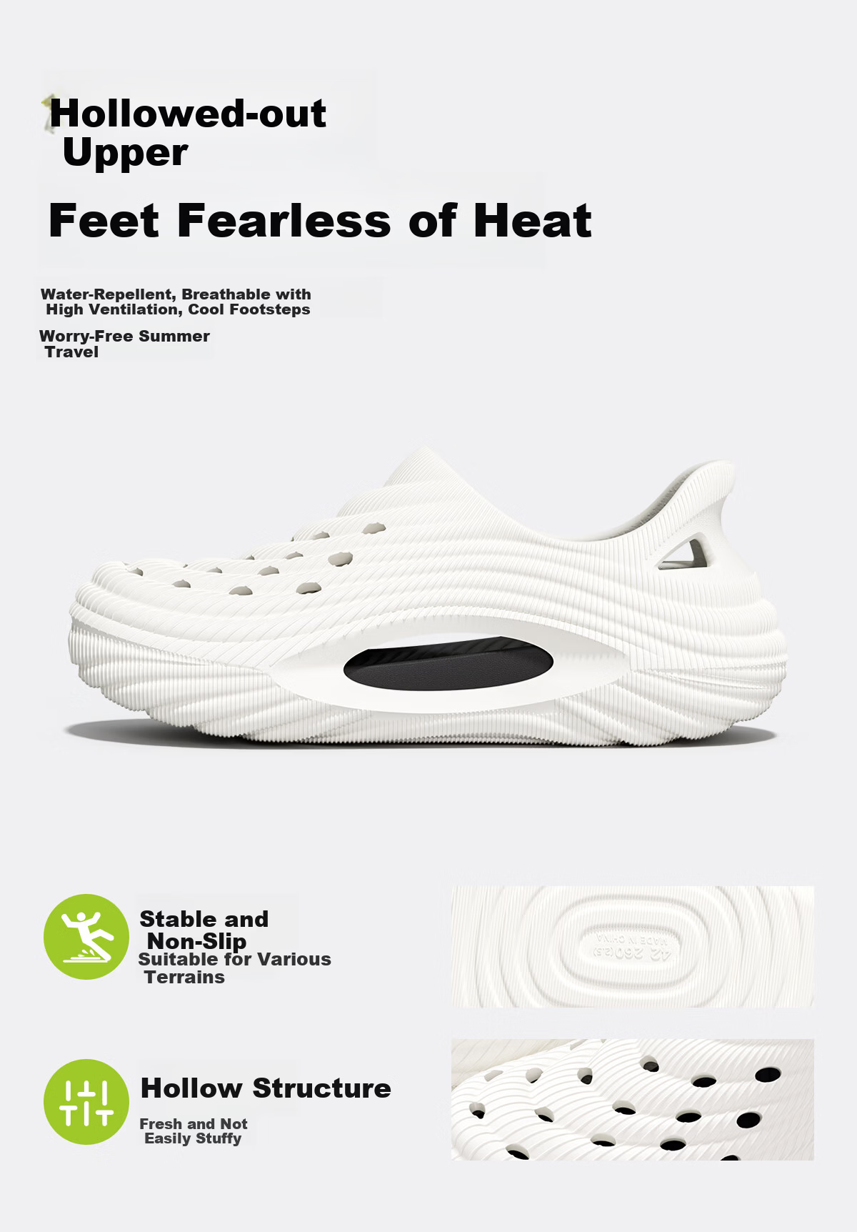 Grace Men's Thick-Soled Clog Sandals Summer Anti-Odor Non-Slip Outdoor Driving Water-Resistant Fully Covered Slippers 5