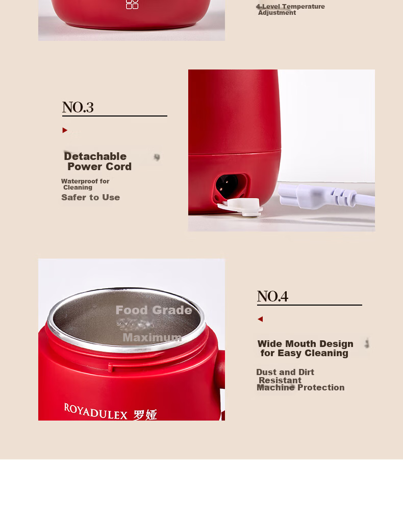 ROYALTY LINE Portable Electric Kettle Travel Hotel Electric Water Boiler Thermostatic Outdoor Insulated Health Electric Stew Cup 600ml Victory Red 27