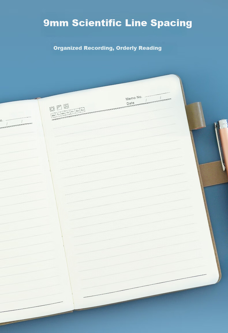 HERO A5 Business Notebook Thickened Hard Cover Soft Leather Simple High-End Gift Meeting Portable Office Stationery Lined Tearable Diary Journal Binder 12