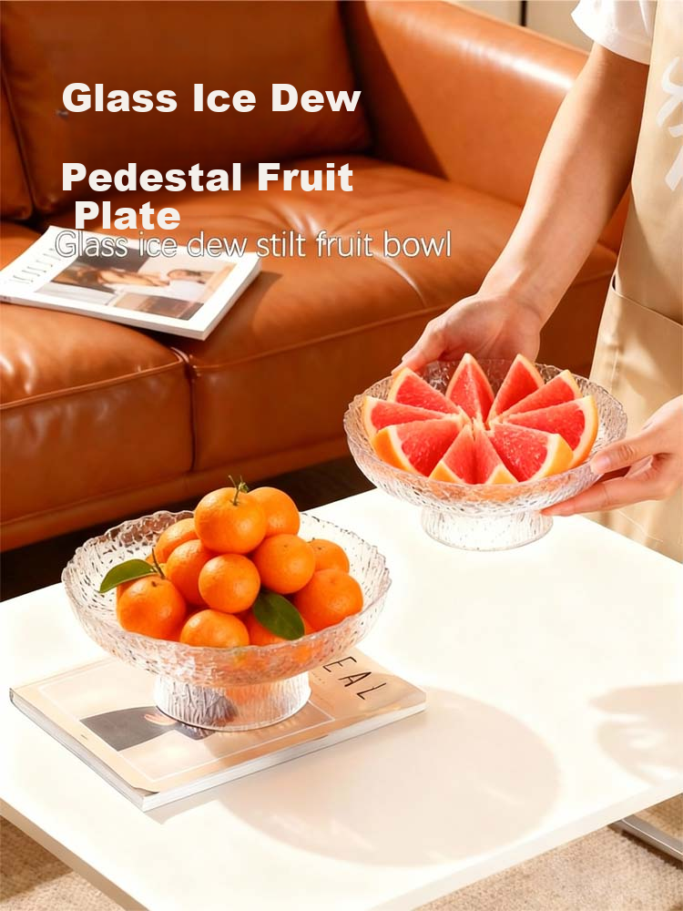 Edo Tall Glass Fruit Plate New Year Household Fruit Tray Dried Fruit Snack Storage Tray Living Room Snack Plate 20cm 1