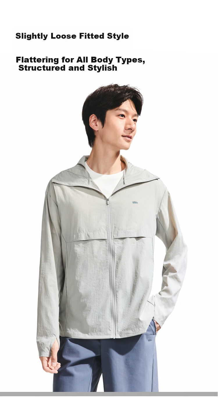 Beneunder Men's Lightweight Sun Protection Jacket Water-Repellent UV-Resistant Outdoor Sports Coat TS007 Moonlight Blue S 4