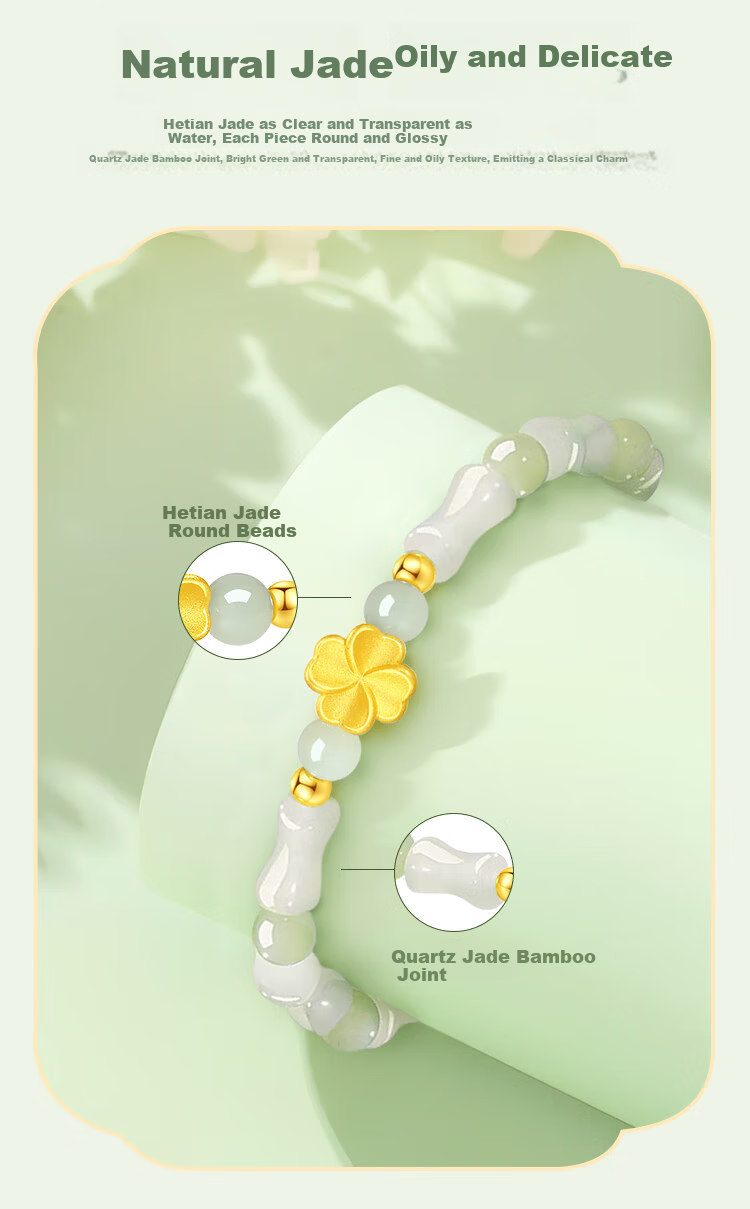 ALLOVE Bamboo Segment Four-Leaf Clover 999 Silver Bracelet for Women 2026 New Birthday 520 Valentine's Day Gift for Girlfriend Wife 4