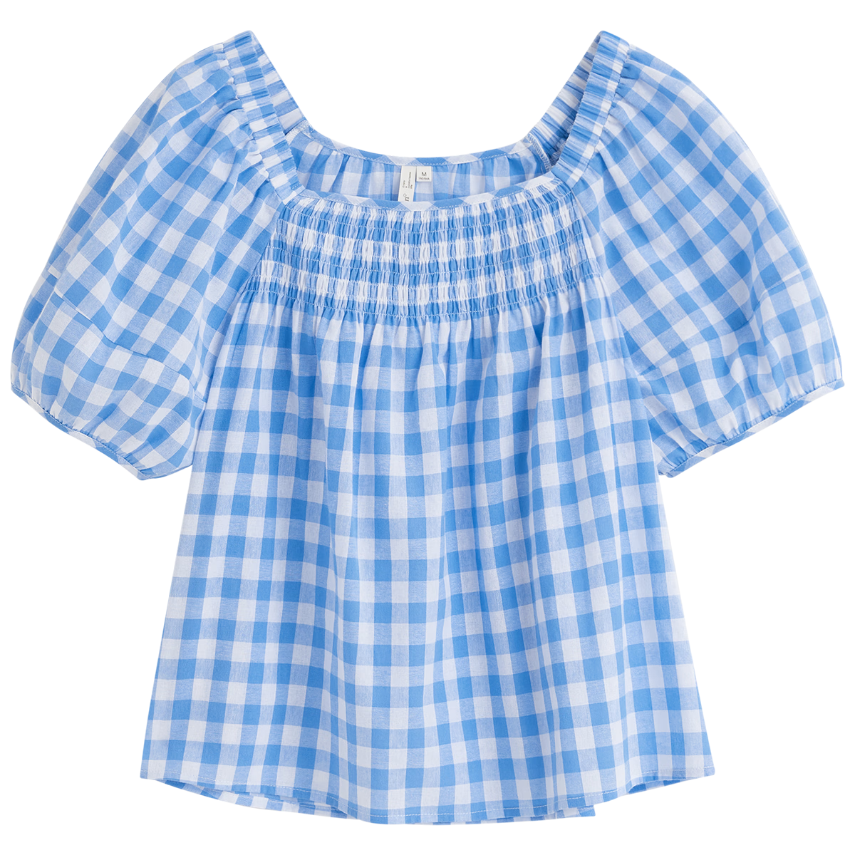 Inman 100% Cotton Sweet Plaid Shirt 2026 Summer New Women's Slim Waist Pleated Blouse Light Blue Plaid L
