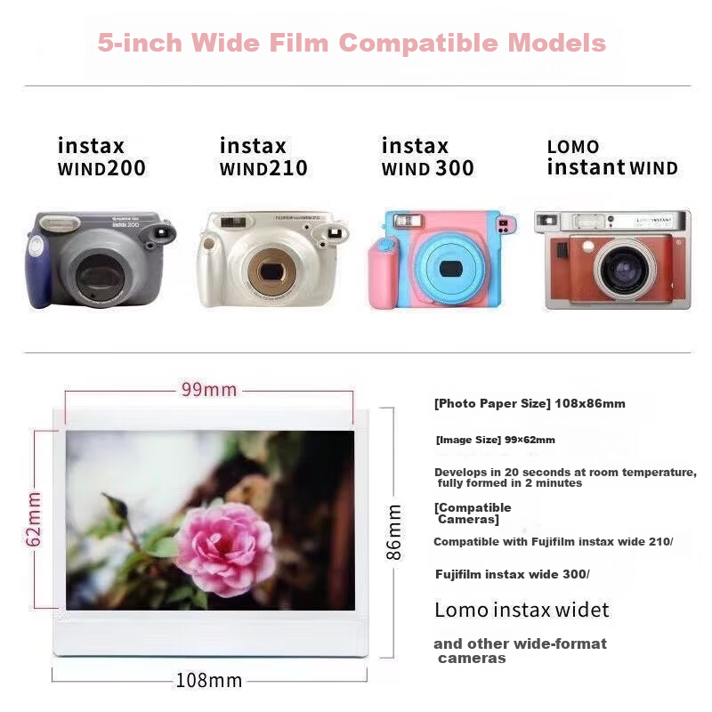 FUJIFILM instax Wide 400 Instant Film Retro Camera Series 5-Inch Wide Format 520 Gift Wide Film 10 Sheets Gold Foil Edge International Version 3