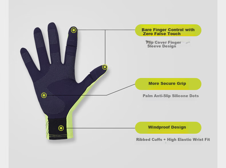 Feibit Thin Fleece Gloves 3.0 Unisex Running Outdoor Warm Touchscreen Cycling Cold-Resistant Classic Black S 4
