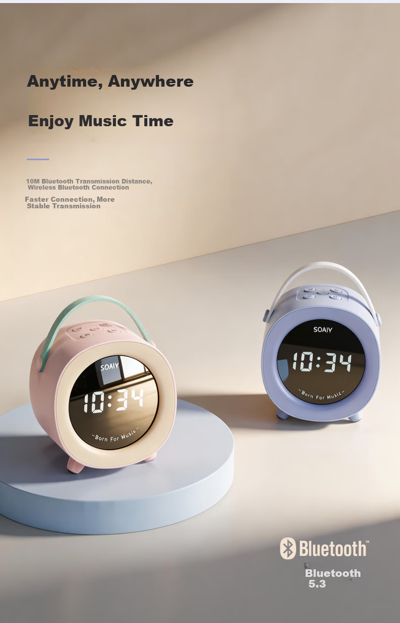 Soaiy SK60 Alarm Clock Speaker, Wireless Bluetooth Speaker, Refreshed Subsidy, Student Wake-Up Device, 2026 New Small Speaker, Desktop Subwoofer, Mini Bedroom Birthday Gift for Girls 6