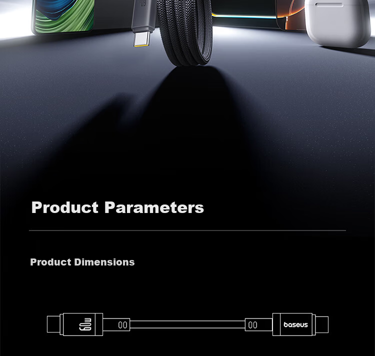Baseus Apple 17/16/15 Type-C Charging Cable Dual-Head PD 60W Fast Charge CTOC 3A Car Charger Compatible with iPhone Huawei Mate70 Laptop 1m White 10