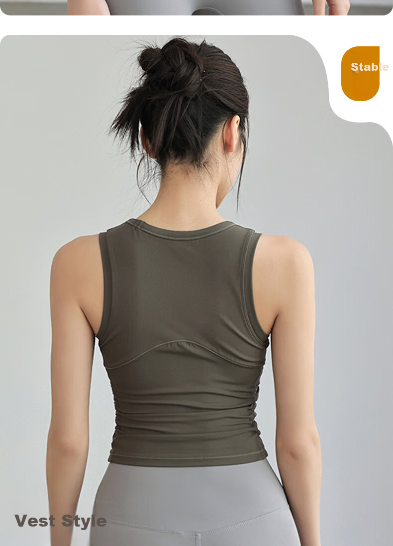 Xueqiman Women's Yoga Sports Bra Shockproof Push-up Sleeveless Vest Spring Summer Pilates Outerwear Fitness Bra 7