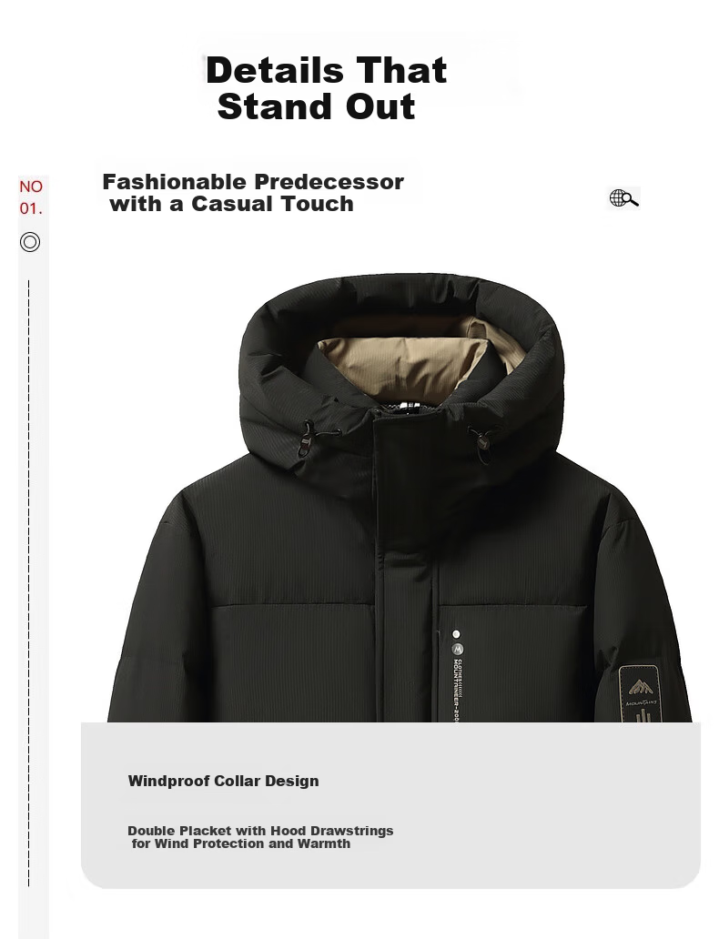 YAYA Couple's Winter Warm Hooded Down Jacket Unisex Fashion Puffer Coat 4
