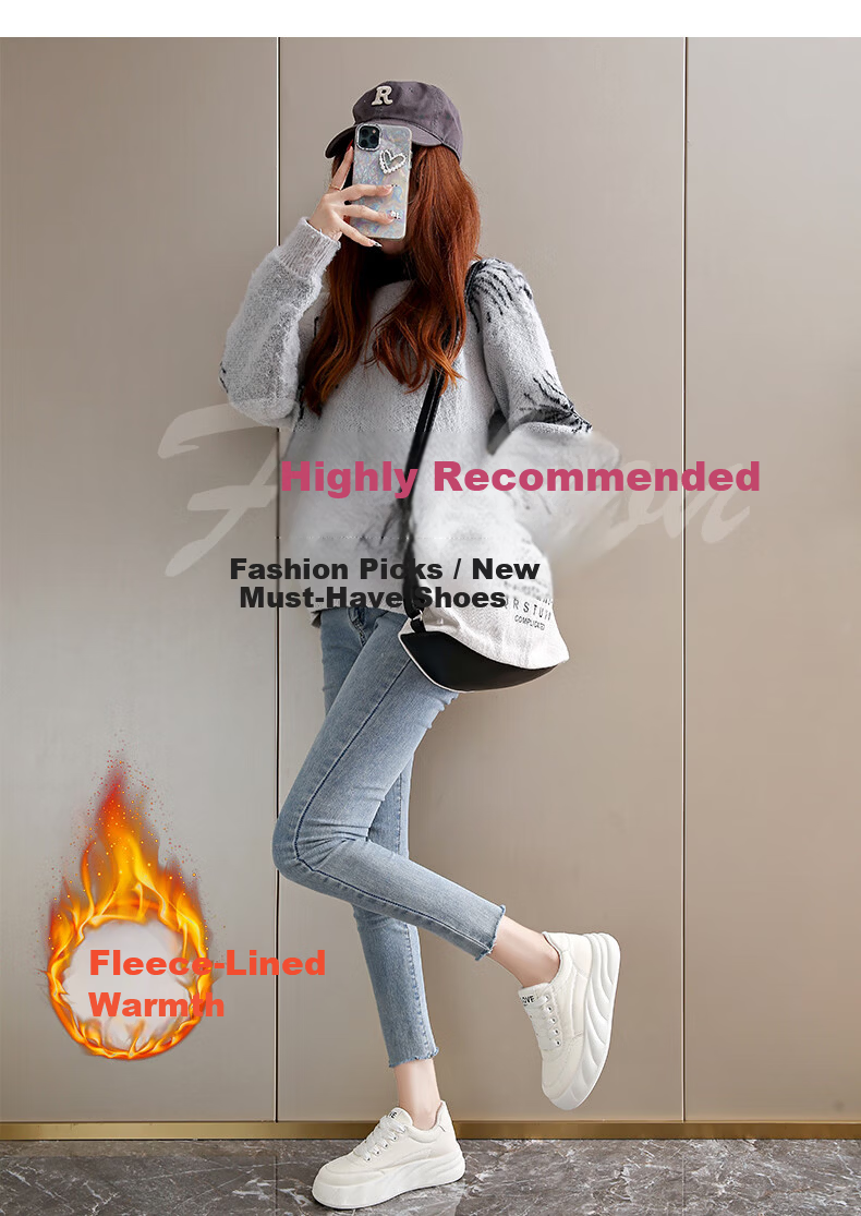 Cartelo Crocodile Women's Winter Fleece Lined Casual Warm Cotton Shoes Versatile Student Sneakers 1647 Beige Size 36 3