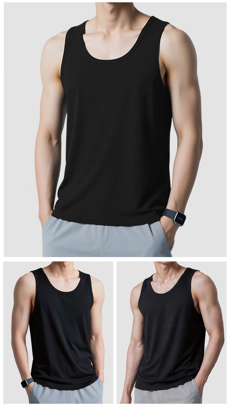 Xunmianren Modal Cotton Men's Sports Vest Gym Sleeveless T-Shirt Tank Top Spring Summer Quick-Dry Breathable Racerback Sweatshirt Vest 23