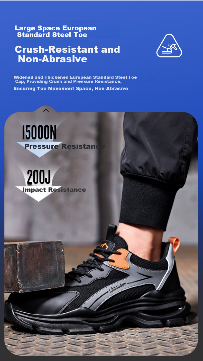Blue Owl Shield Men's Insulated Electrician Safety Shoes Anti-Smash Toe Anti-Puncture Breathable Ultra-Lightweight Work Shoes D212TKB Size 37 4