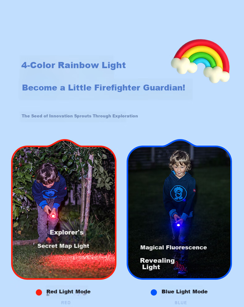 LED LENSER Kids Flashlight Camping Outdoor Lighting Children's Gift Toy Multi-Color Light Replaceable Battery Safe Lead-Free Material 6