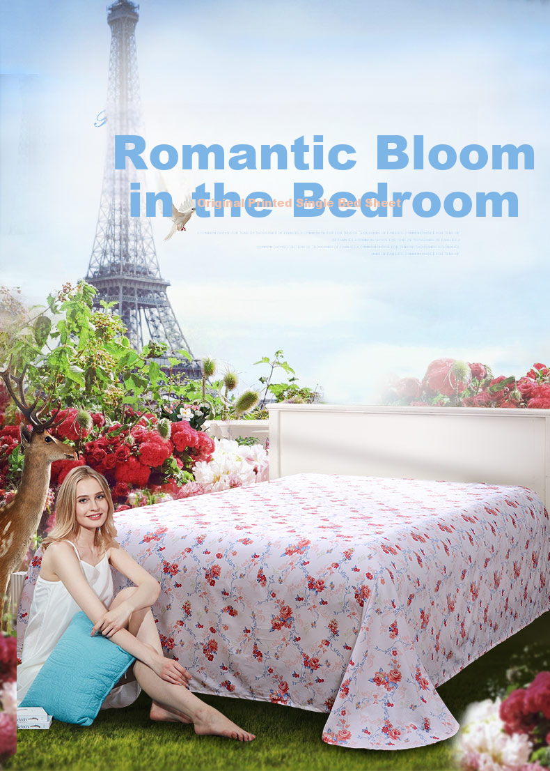 FUANNA Pure Cotton Single Bed Sheet, All-Cotton Antibacterial Bedding, Double Extra Large 1.8m/2m Bed (260*240cm), Cloud Patter 1