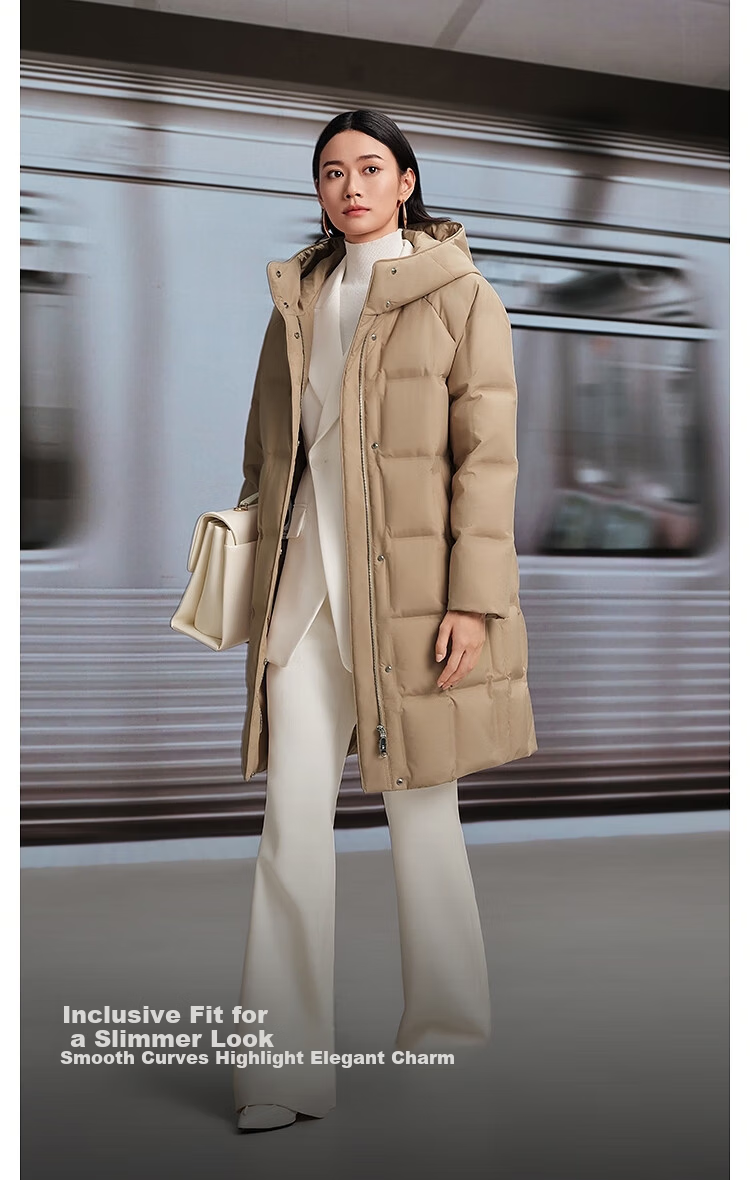 BOSIDENG Off-Season Women's Thickened Hooded Loose Mid-Length Business Versatile Mall-Style Down Jacket 7