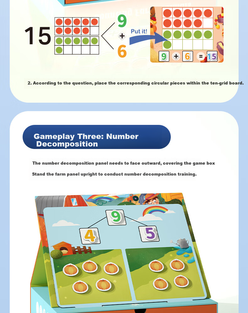 Pinwheel Magnetic Montessori Hundred Board Math Teaching Aid Ten-Grid Number Sense Thinking Training Educational Toy Hundred Board 6