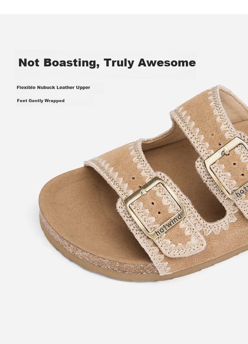 Hotwind Women's Birkenstock Style Summer New Flat Casual Outdoor Lightweight Cork Sandals 12