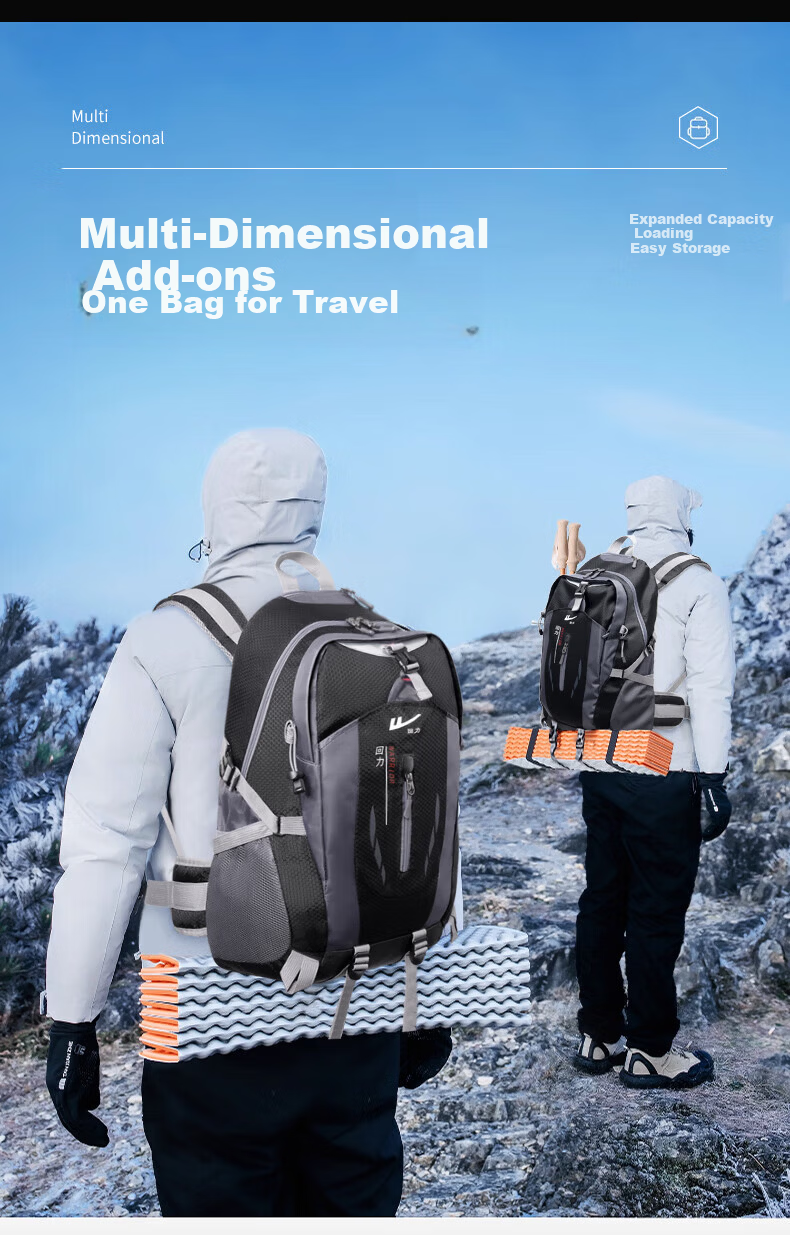 Warrior Outdoor Mountaineering Backpack Men Large Capacity Lightweight Travel Bag Water-Resistant Hiking Climbing Professional Multifunctional Sports Bag 8