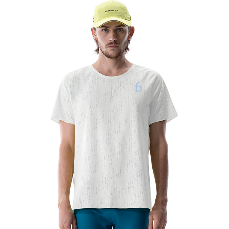 Feibit [Wind Tunnel Short Sleeve 4.0] Men's Quick-Dry Anti-Chafing Marathon Training Breathable T-Shirt Bright White L