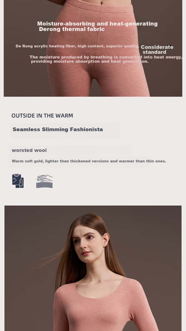 GRACEWELL 10A Luxury Camel Velvet Thermal Set Women's Autumn Winter Seamless Heat Retaining Base Layer Thermal Underwear 9