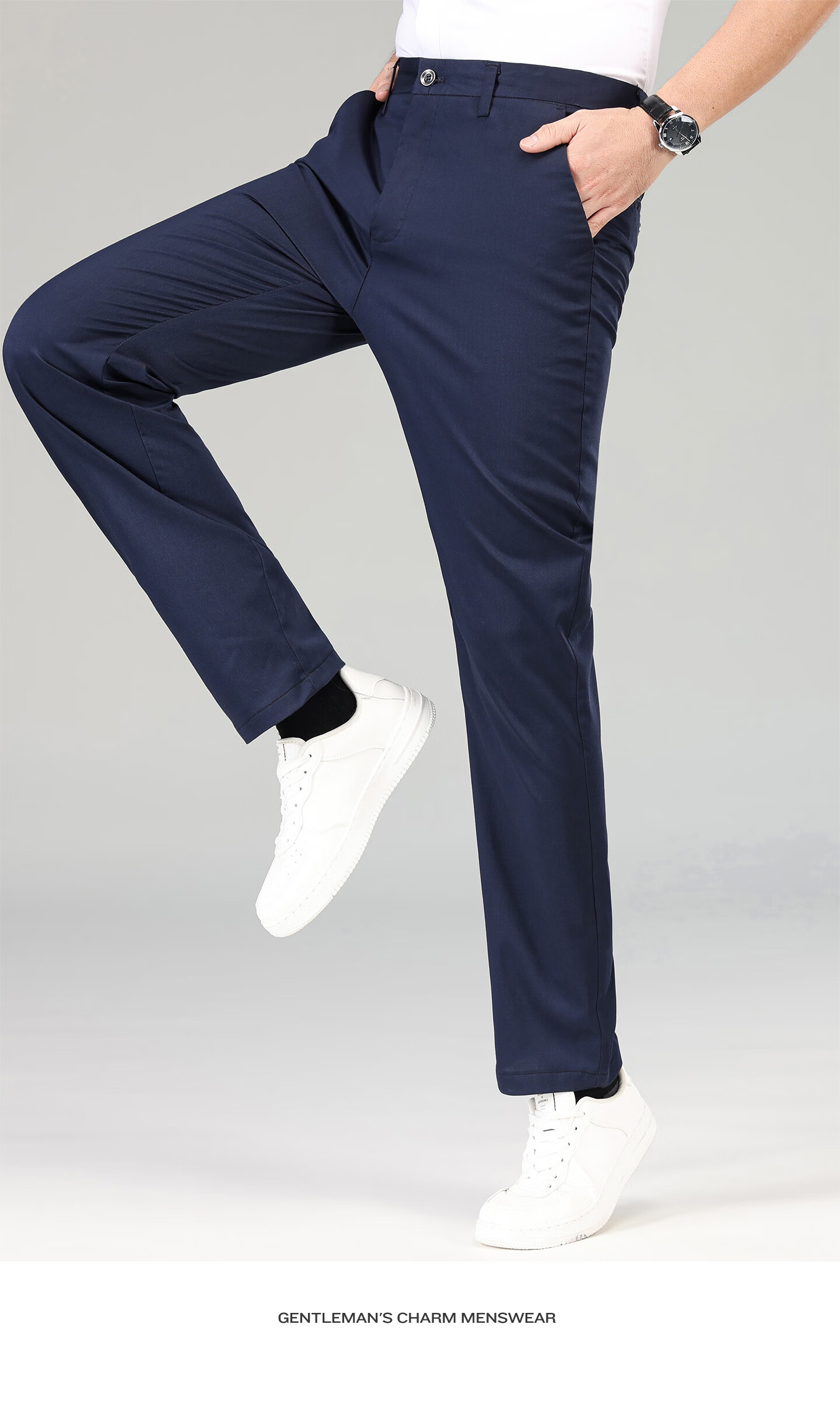 Antonio [Ice Silk & Instant Cooling] Summer Breathable Lightweight Men's Casual Pants Elastic Waist Versatile Straight Leg Trousers 14