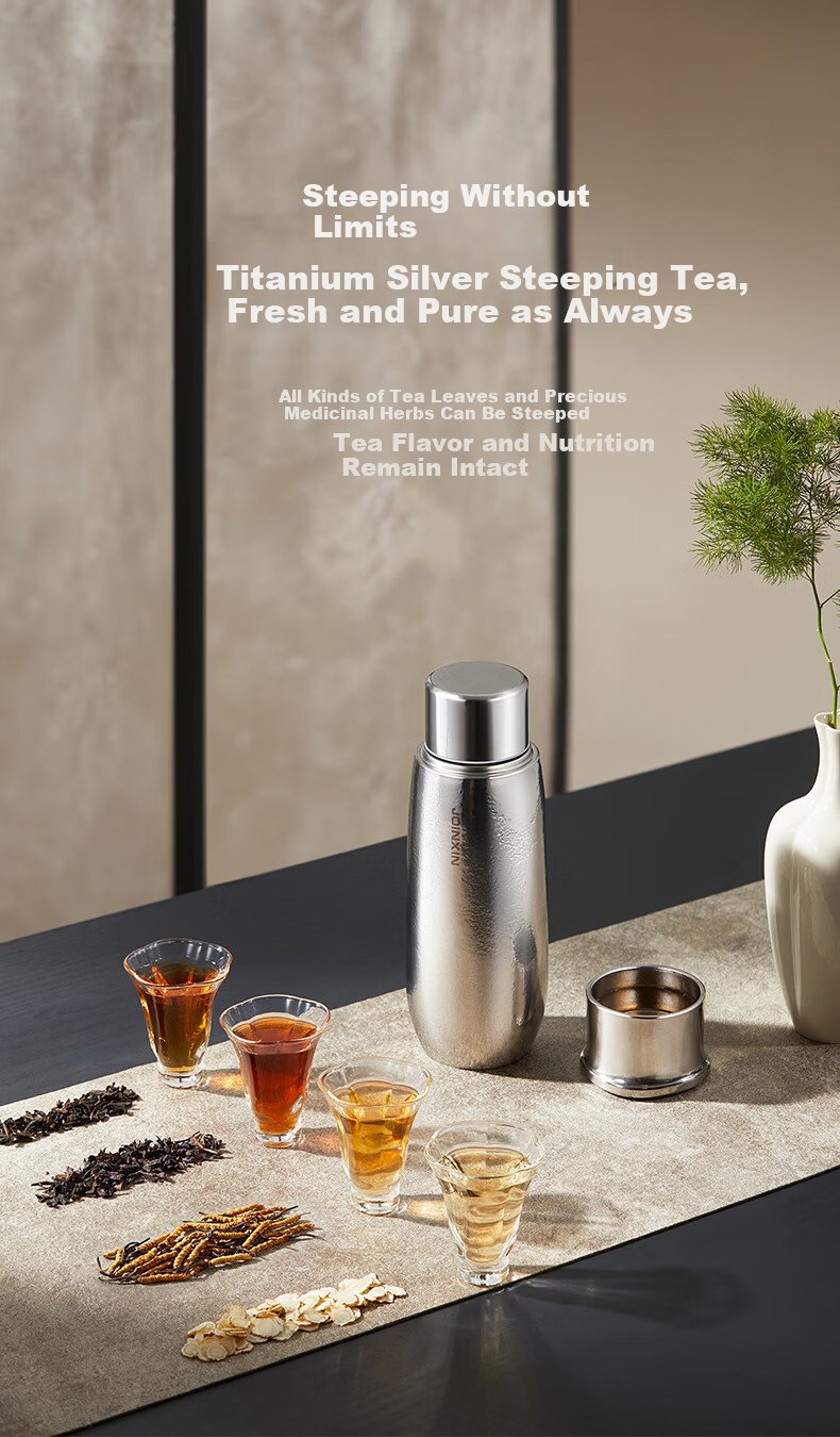 JOINXIN Zhuangxin Guiyun Pure Titanium Silver Stewing and Soaking Cup High-end Insulated Tea Stewing Cup Outdoor Gift Elegant Gray 400ml 7