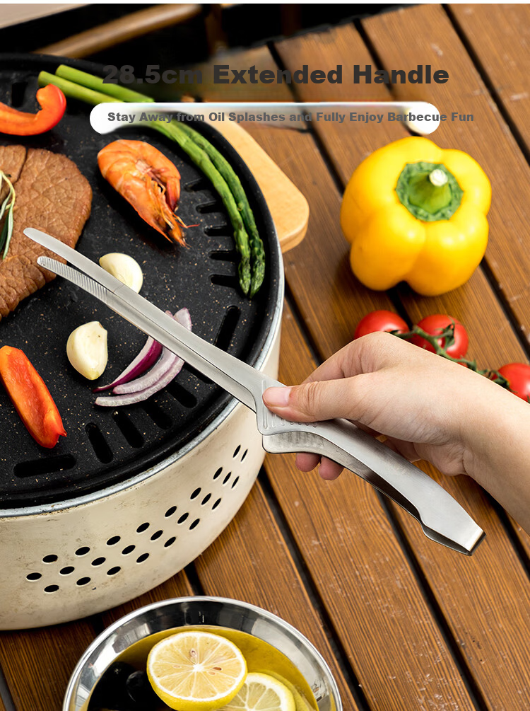 Banwu Life 304 Stainless Steel Food Tongs Kitchen Steak Tongs BBQ Tongs Korean Barbecue Tongs Vegetable Tongs Frying Tongs 14