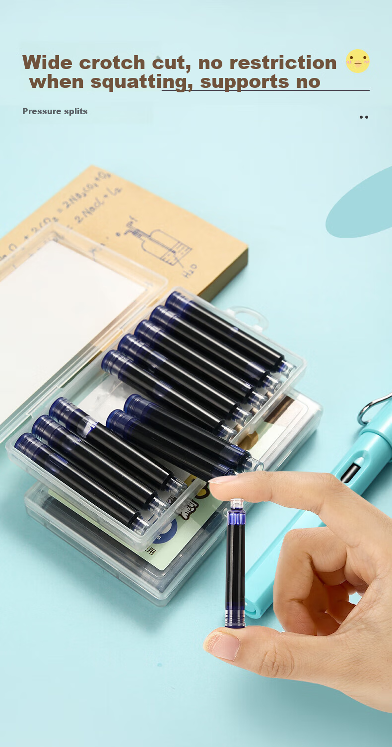 M&G Erasable Pure Blue Ink Refill Cartridge 3.4mm Inner Diameter 10-Pack Replacement Fountain Pen Ink Random Cover Style AIC47606B3 3