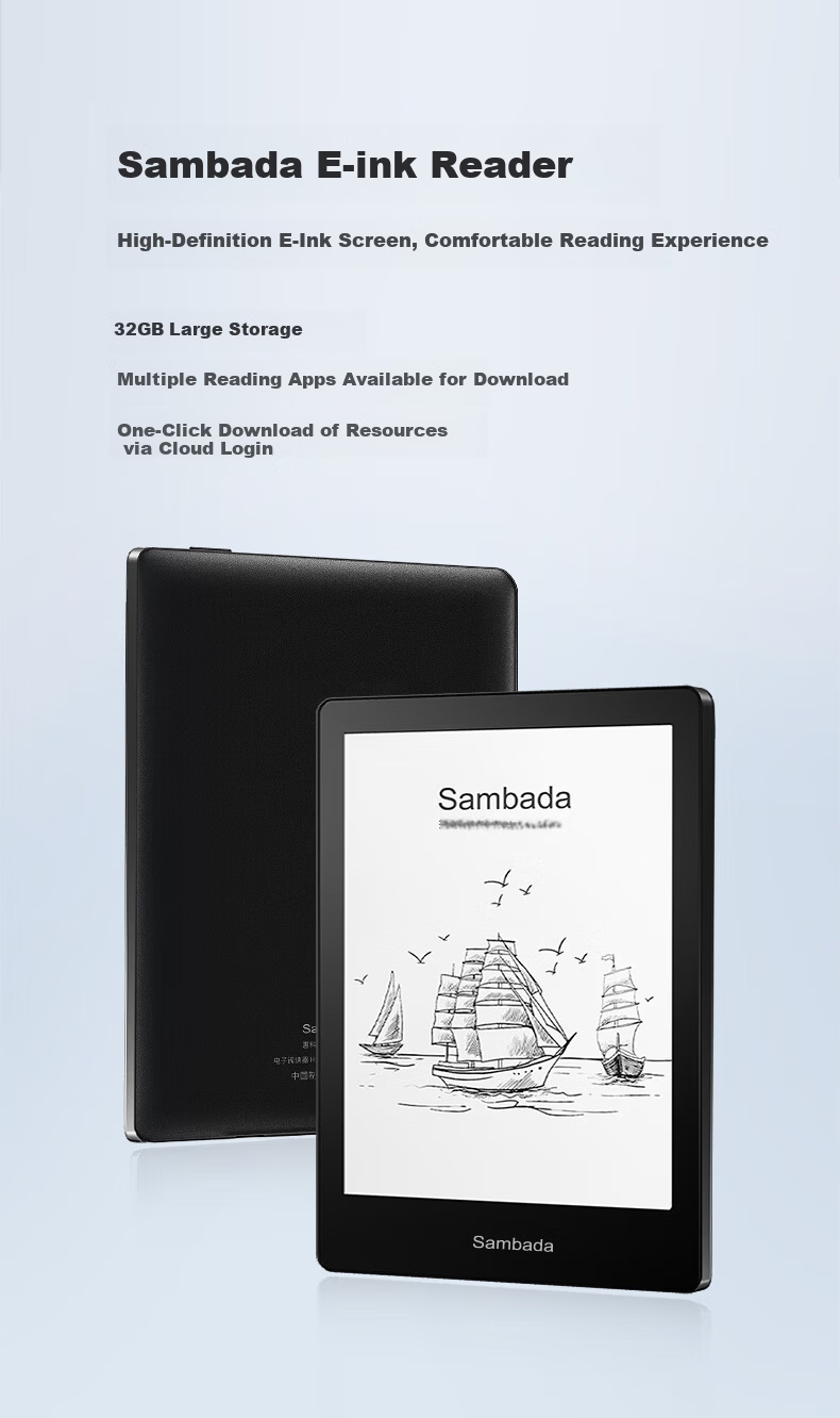 SAMBADA 6-Inch E-Reader E-Ink Screen Tablet Quad-Core CPU 32GB Large Storage Portable Ebook Reader for Novels and Comics 1
