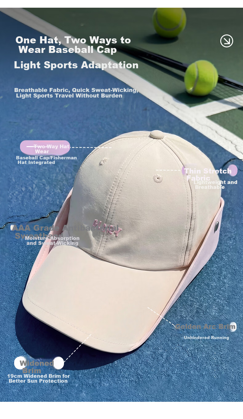 CACUSS Women's Summer Outdoor Lightweight Sun Protection Hat Casual Sports Sunshade Bucket Hat Mountaineering Baseball Cap Black 4