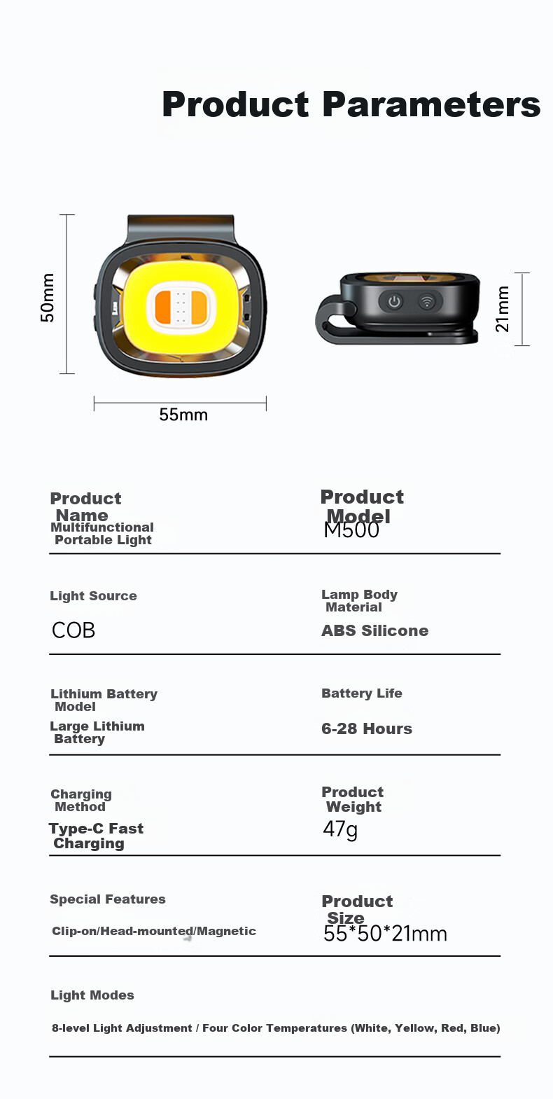 LEM Magnetic Headlamp Portable Night Fishing Sensor Light Work Lamp Multifunctional High-Power Flashlight 7