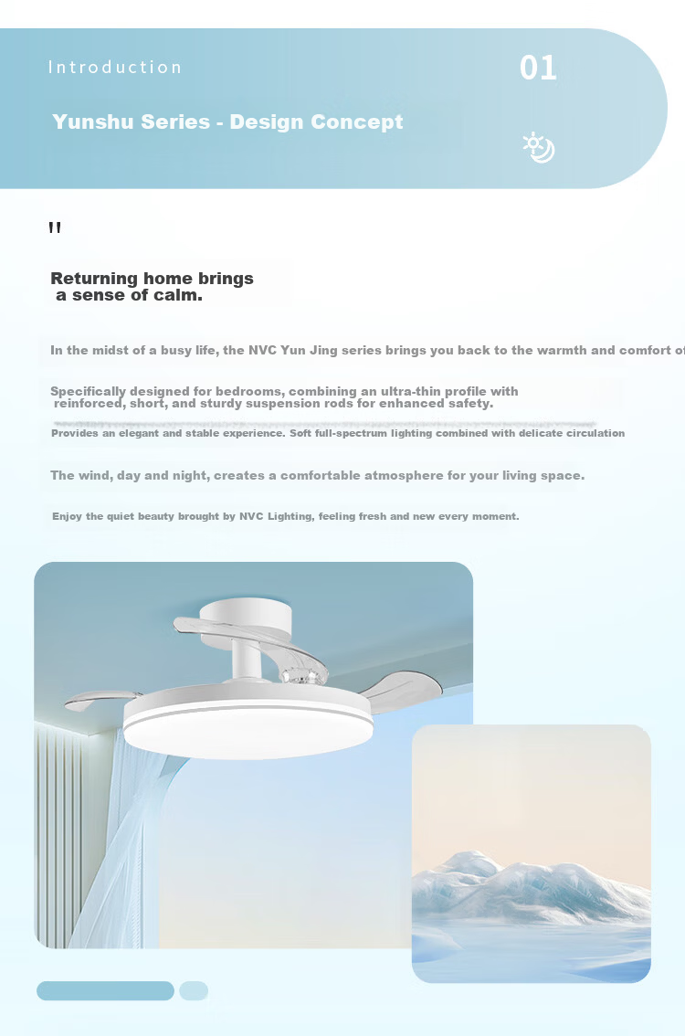 NVC Bedside Fan Light Ceiling Fan Lighting Bedroom Living Room Dining Room Smart Control Level 1 Energy Efficiency 48 Inch 100W Installation Included 2