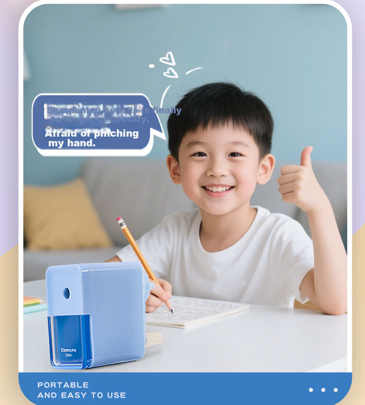 COMIX Manual Pencil Sharpener Adjustable Thickness Automatic Pencil Feeding Lead Breakage Prevention Student Stationery School Gift EB601 Blue 3